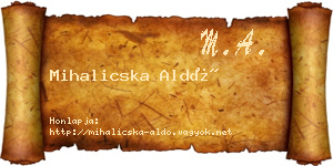 Mihalicska Aldó névjegykártya
